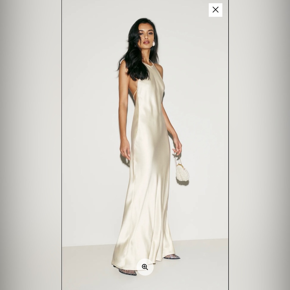Reformation Cream Backless Dress